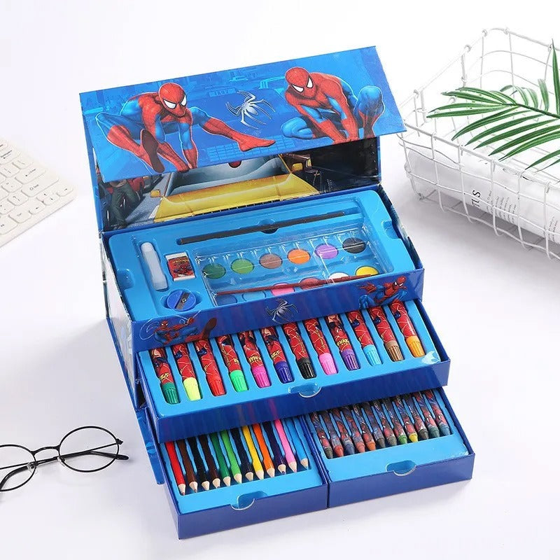 Multi Colour 54 Pieces Kids Art Artist Set In A Box With Drawers Pens Pencils Crayons Paints Providing Creative Designs - Boys & Girls