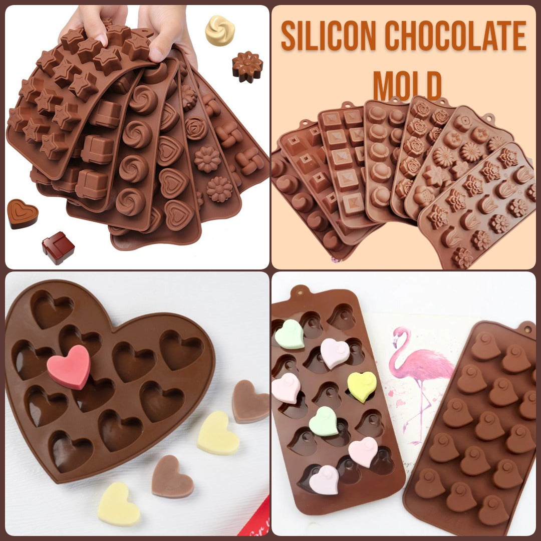 Silicone Chocolate Molds | Non-Stick Candy & Cake Chocolate Making Mold Kit | For Kids & Adults ( heart shape)