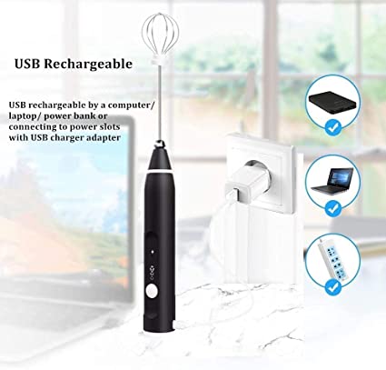 Electric Coffee & Egg Beater | USB Rechargeable | 2‑in‑1 Handheld Mixer | Adjustable Speed Frother & Milk Foamer