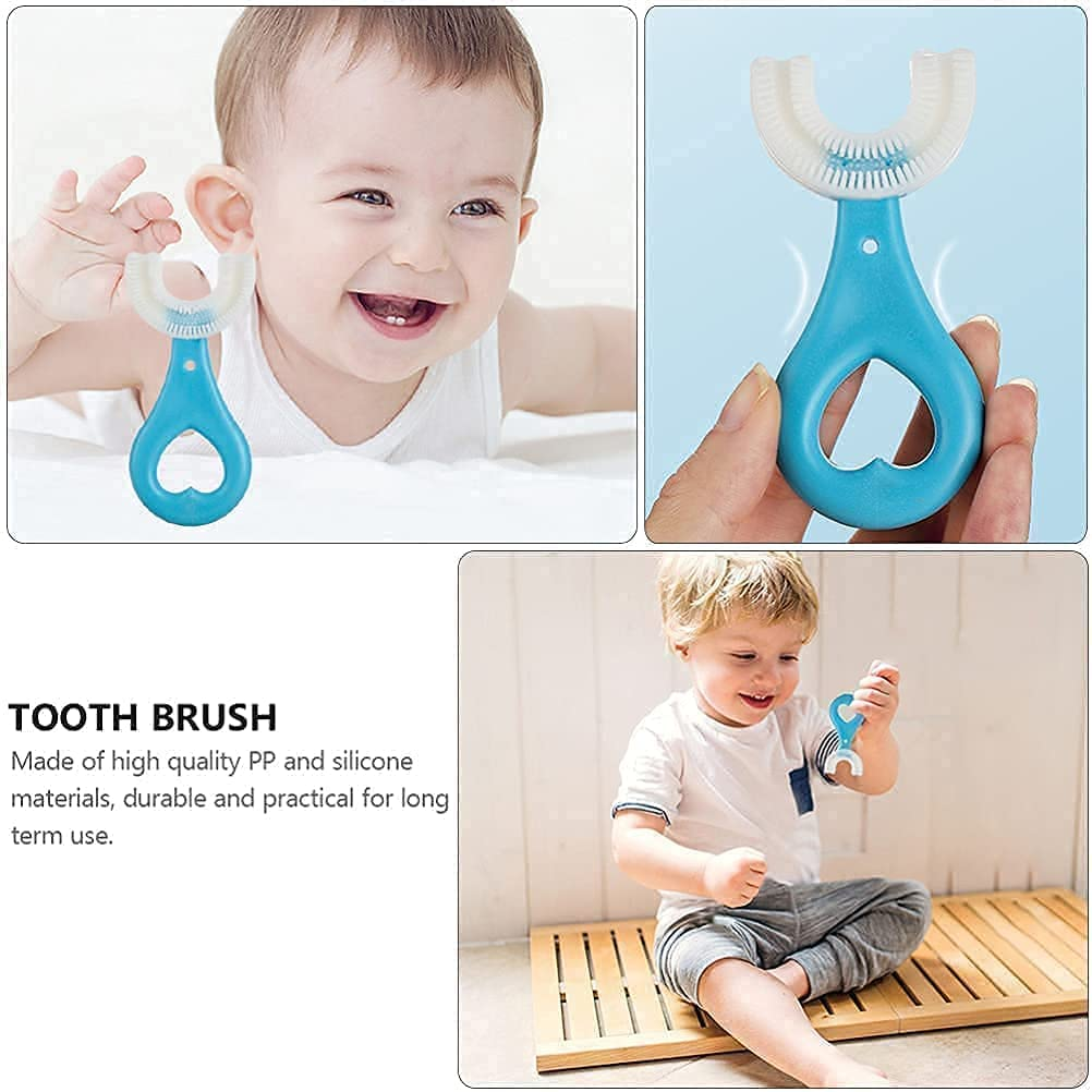 360° U-Shaped Baby Toothbrush | Soft Silicone Kids Oral Care & Teether Brush (Random Color)