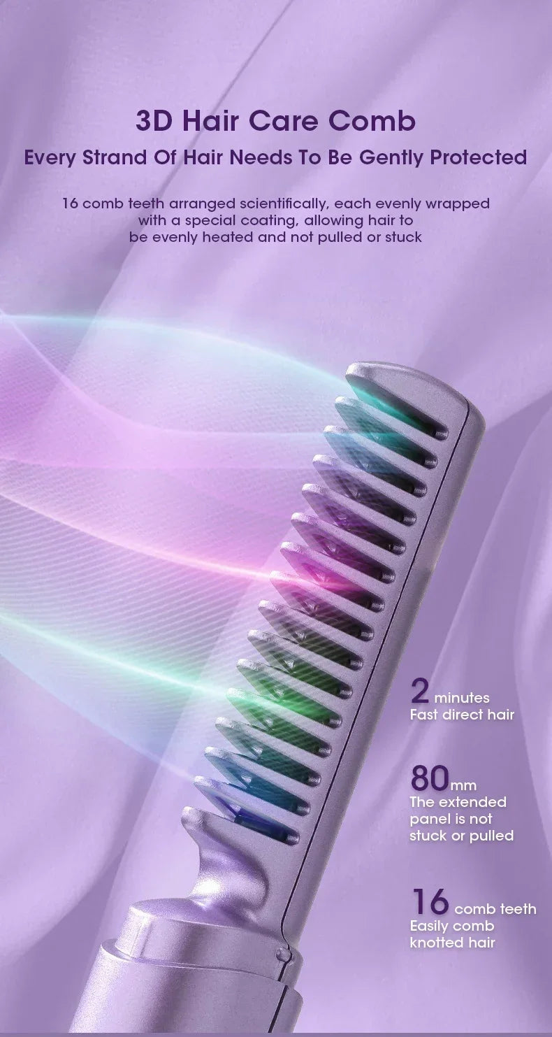 2-in-1 Hair Styling Brush, Straightener, Curler Comb Random Color