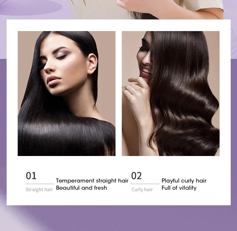 2-in-1 Hair Styling Brush, Straightener, Curler Comb Random Color