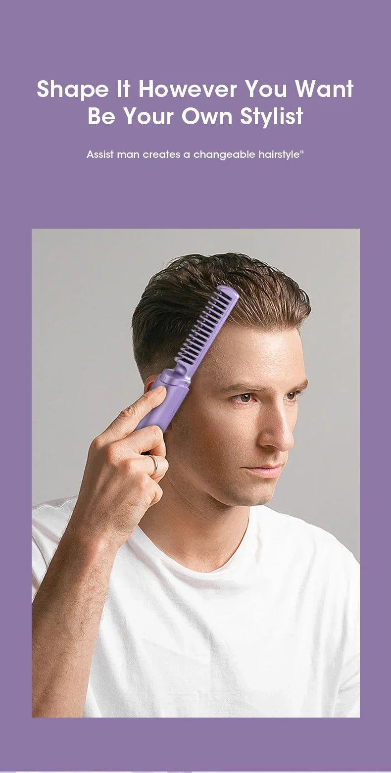 2-in-1 Hair Styling Brush, Straightener, Curler Comb Random Color