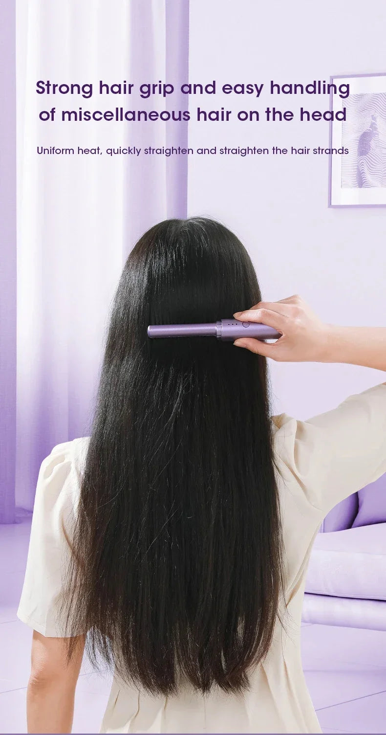 2-in-1 Hair Styling Brush, Straightener, Curler Comb Random Color