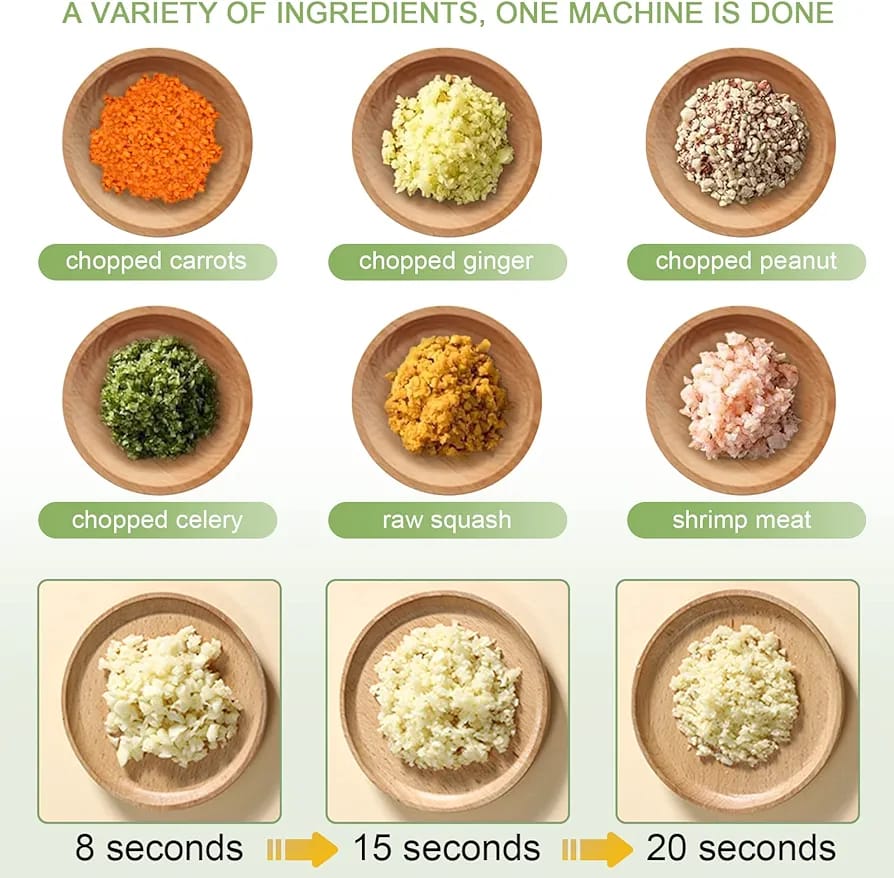 4 in 1 Handheld Electric Vegetable Cutter Wireless Food Processor for Garlic Pepper Chili Onion Celery Ginger Meat with Brush (random color )