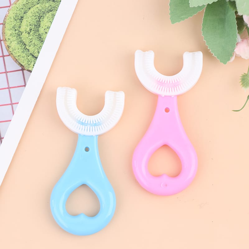 360° U-Shaped Baby Toothbrush | Soft Silicone Kids Oral Care & Teether Brush (Random Color)