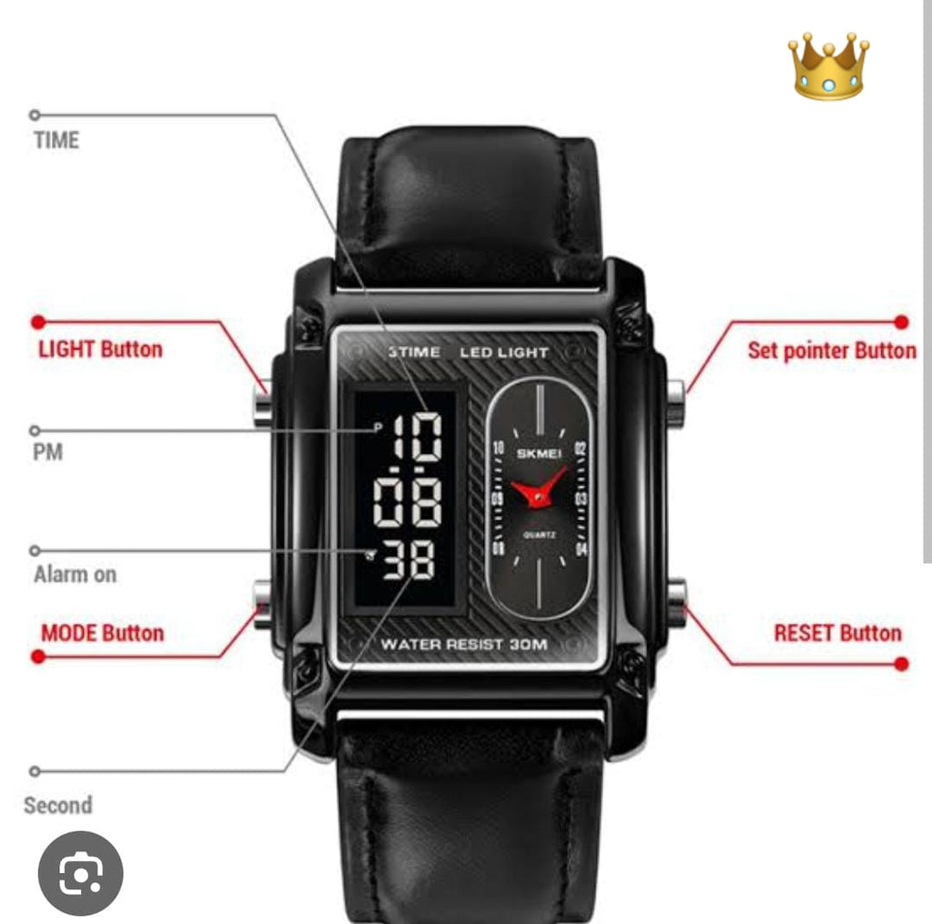 Original Skmei 1868 Boys New Style Design Famous Watch Digital Analog Mens Wrist Watches for Men Luxury Watch - Without Box - Black With Golden Case